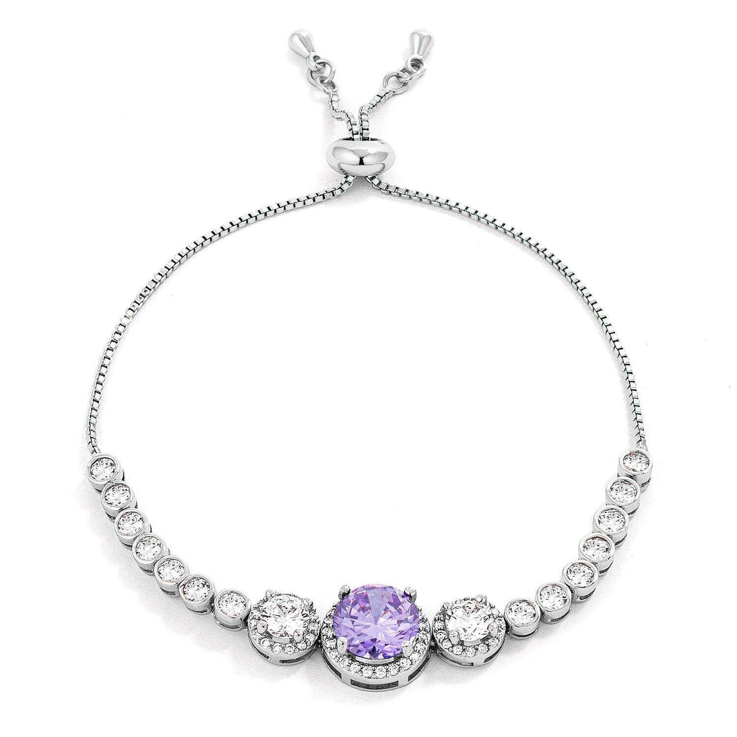 Graduated Lavender Clear Cz Bolo Style Tennis Bracelet 58$